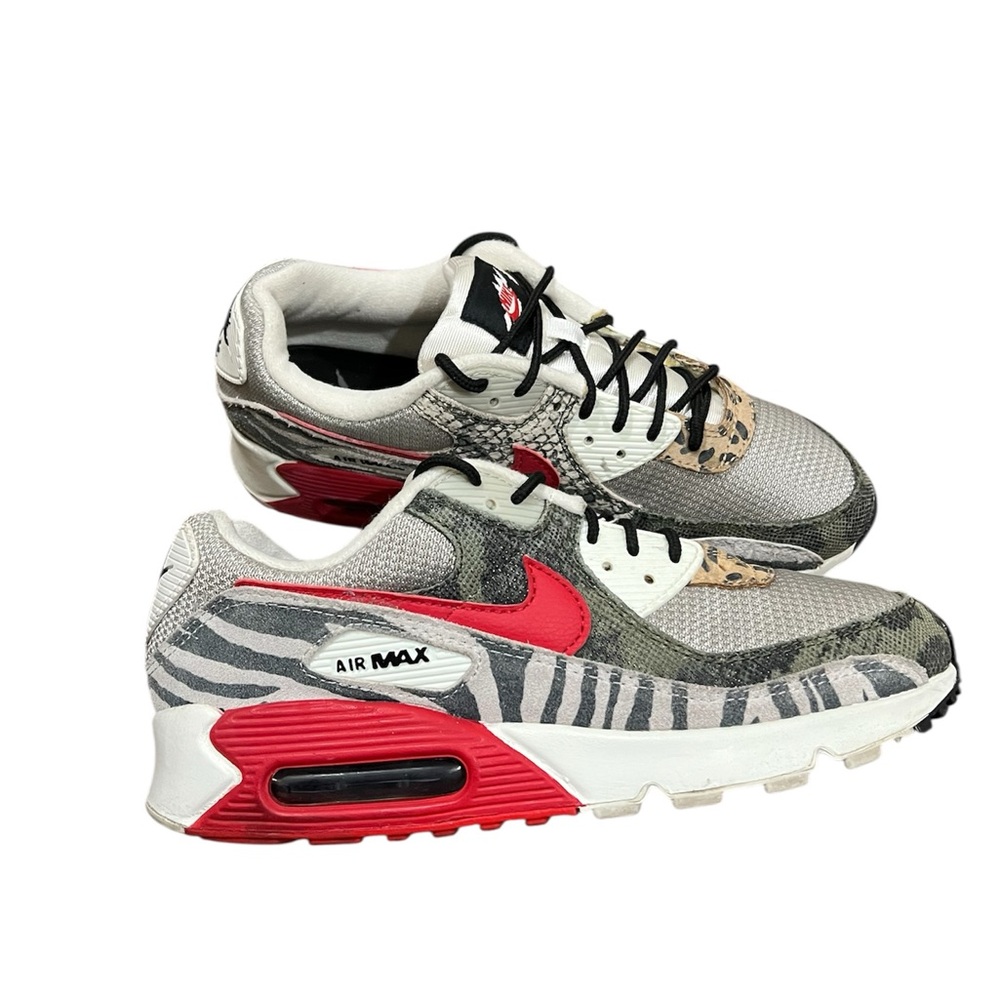 Nike Air Max Women's Animal Print Sneakers — Gray, Red, Black, Cream